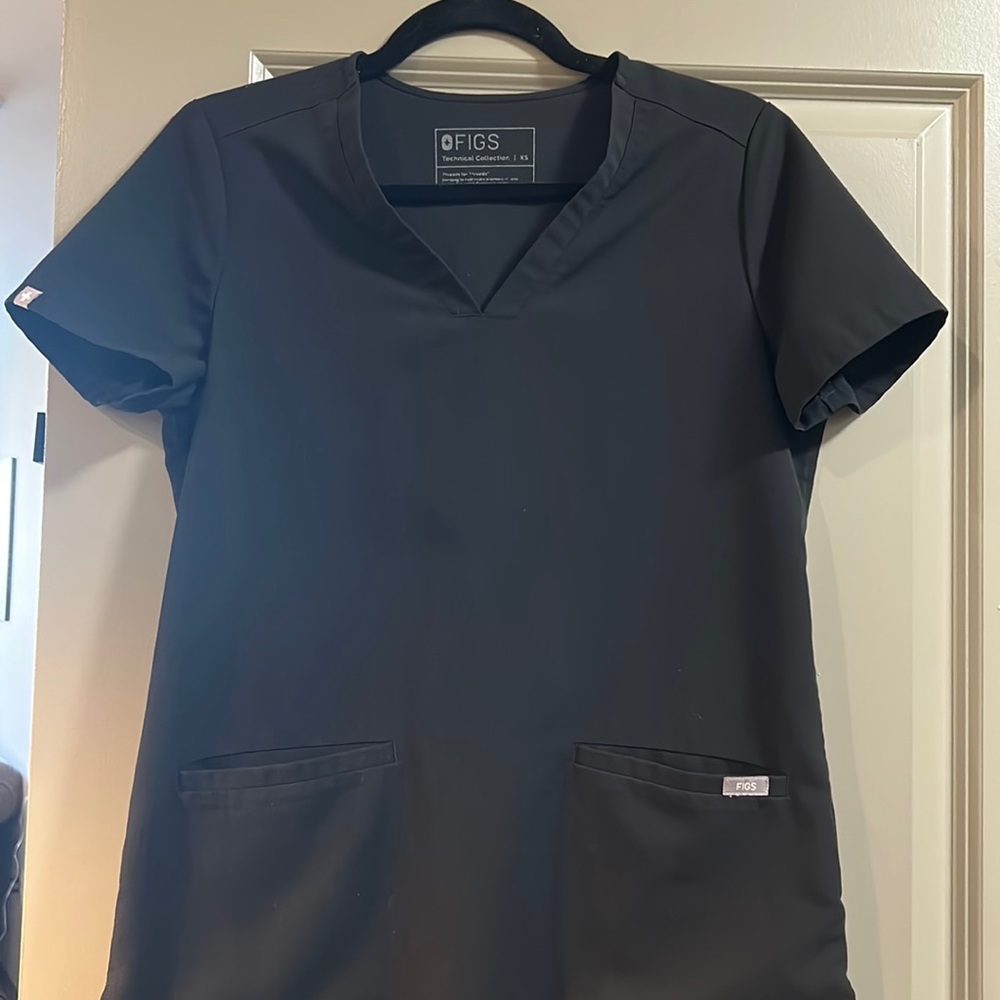 Womens Figs black Casma scrub top- XS